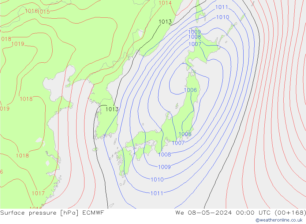 Atmosférický tlak ECMWF St 08.05.2024 00 UTC