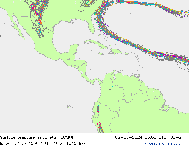 Surface pressure Spaghetti ECMWF Th 02.05.2024 00 UTC