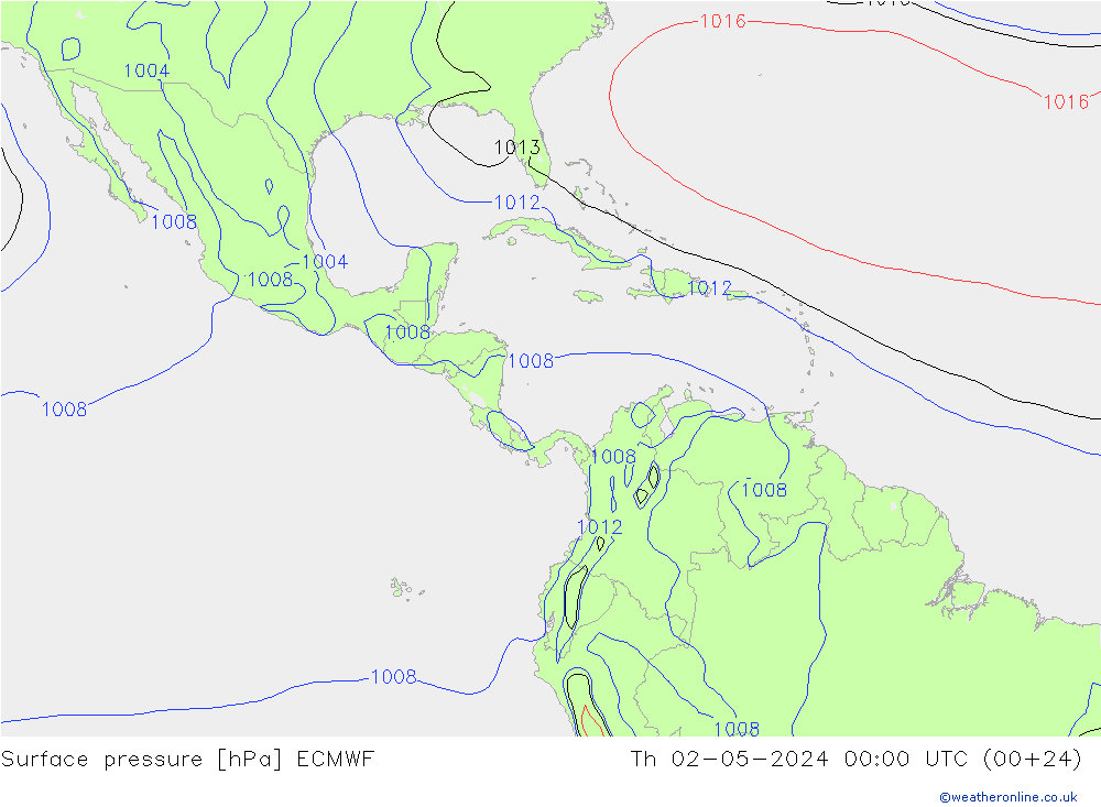 Pressione al suolo ECMWF gio 02.05.2024 00 UTC