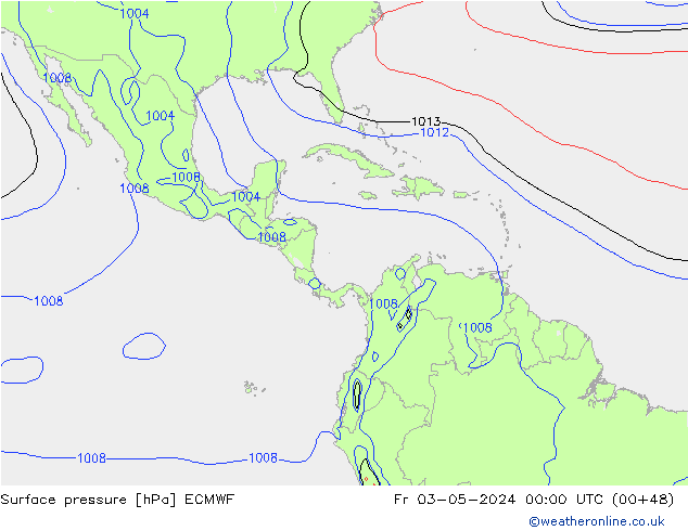 Atmosférický tlak ECMWF Pá 03.05.2024 00 UTC