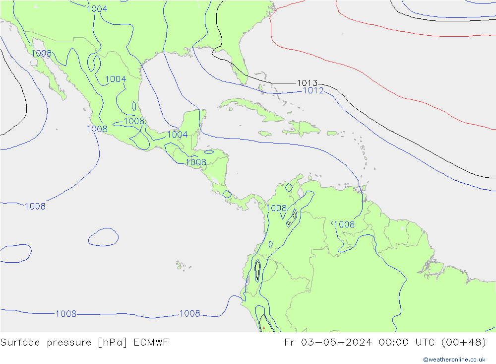 Luchtdruk (Grond) ECMWF vr 03.05.2024 00 UTC