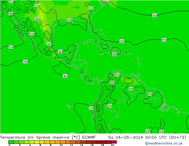 Temperatura 2m Spread ECMWF sab 04.05.2024 00 UTC