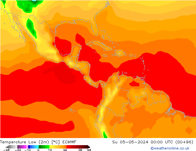 Min.temperatuur (2m) ECMWF zo 05.05.2024 00 UTC