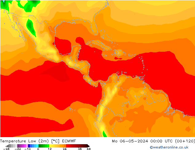 Min. Temperatura (2m) ECMWF pon. 06.05.2024 00 UTC