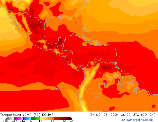 Sıcaklık Haritası (2m) ECMWF Per 02.05.2024 00 UTC
