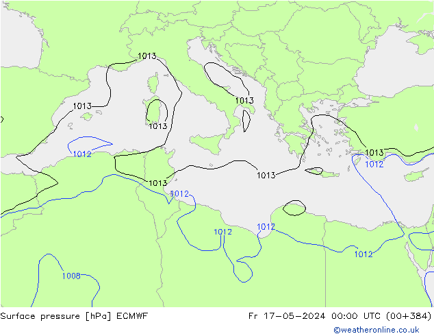 Atmosférický tlak ECMWF Pá 17.05.2024 00 UTC