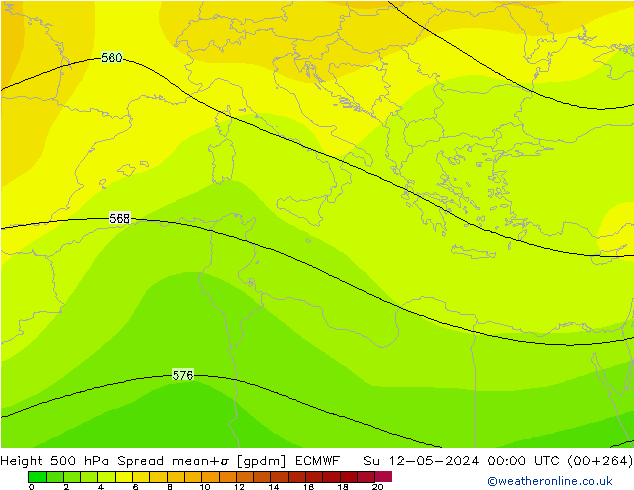 Height 500 hPa Spread ECMWF Su 12.05.2024 00 UTC