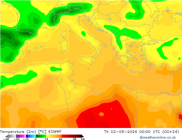 карта температуры ECMWF чт 02.05.2024 00 UTC