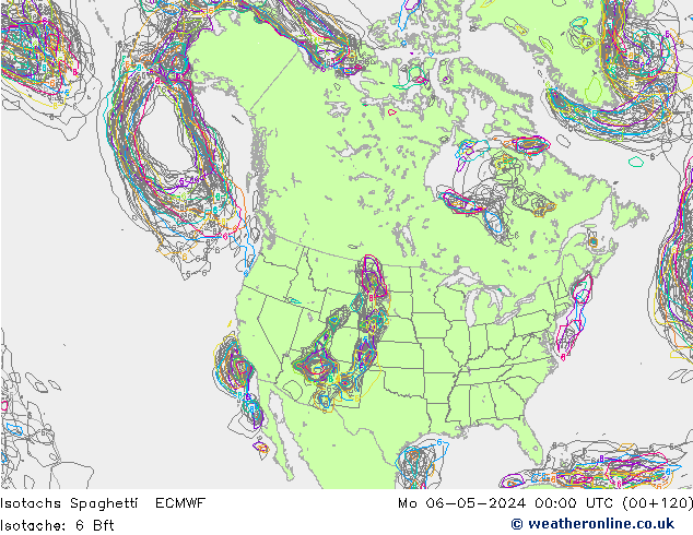 Isotachen Spaghetti ECMWF Mo 06.05.2024 00 UTC