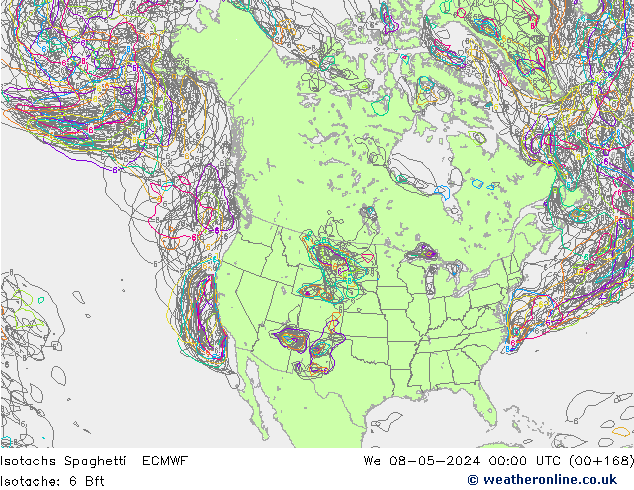 Isotachs Spaghetti ECMWF We 08.05.2024 00 UTC