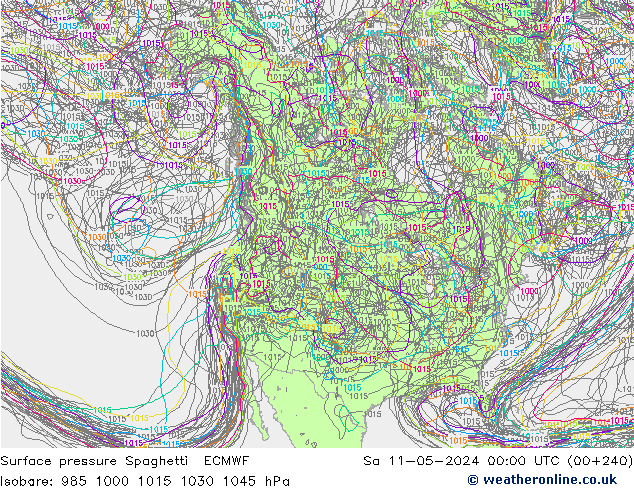 Surface pressure Spaghetti ECMWF Sa 11.05.2024 00 UTC