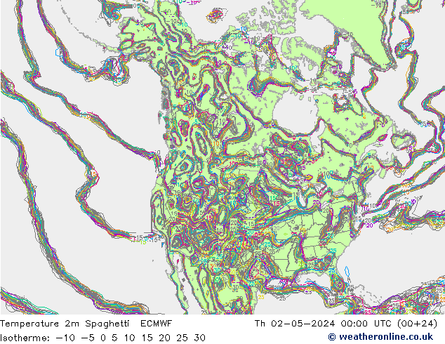 Sıcaklık Haritası 2m Spaghetti ECMWF Per 02.05.2024 00 UTC