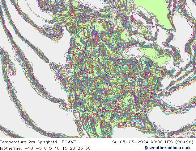 Temperaturkarte Spaghetti ECMWF So 05.05.2024 00 UTC