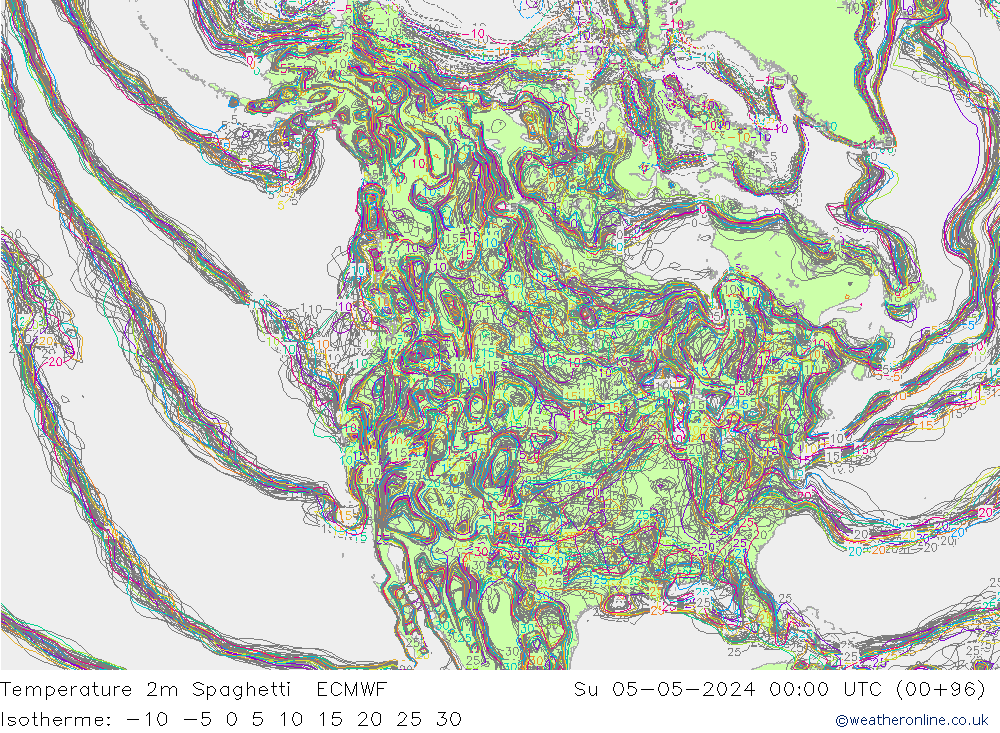 Temperaturkarte Spaghetti ECMWF So 05.05.2024 00 UTC