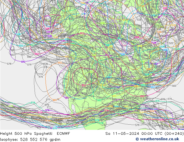 Géop. 500 hPa Spaghetti ECMWF sam 11.05.2024 00 UTC