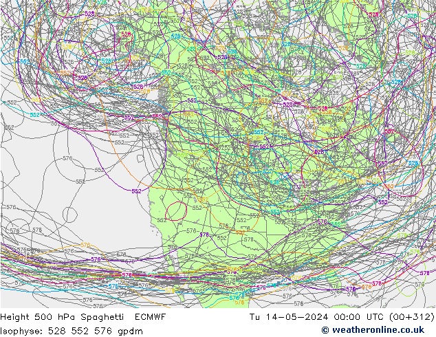 Height 500 hPa Spaghetti ECMWF Ter 14.05.2024 00 UTC