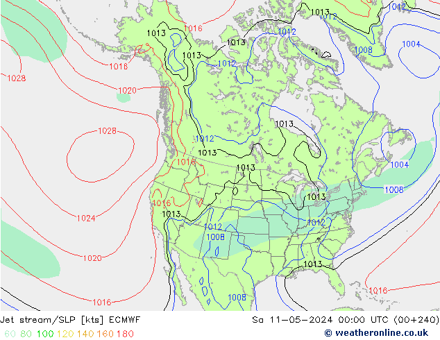 джет/приземное давление ECMWF сб 11.05.2024 00 UTC