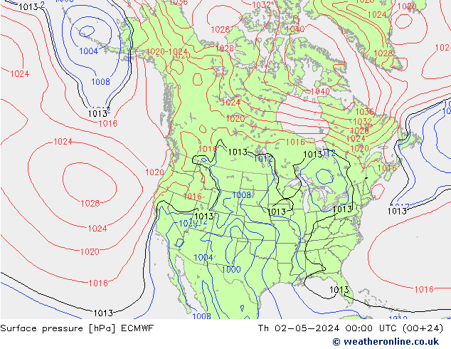 地面气压 ECMWF 星期四 02.05.2024 00 UTC