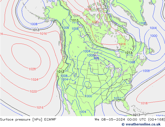 pressão do solo ECMWF Qua 08.05.2024 00 UTC