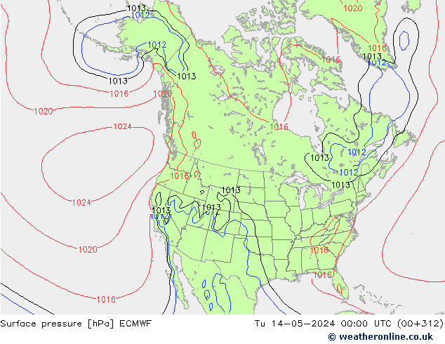 Pressione al suolo ECMWF mar 14.05.2024 00 UTC