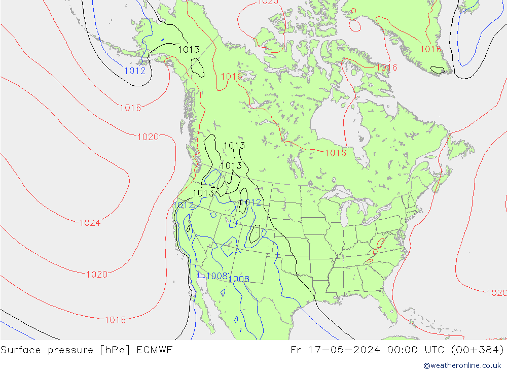 приземное давление ECMWF пт 17.05.2024 00 UTC