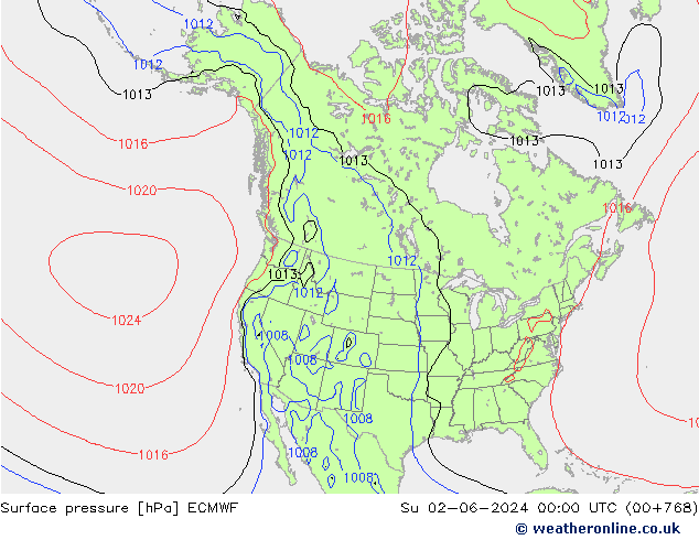pression de l'air ECMWF dim 02.06.2024 00 UTC