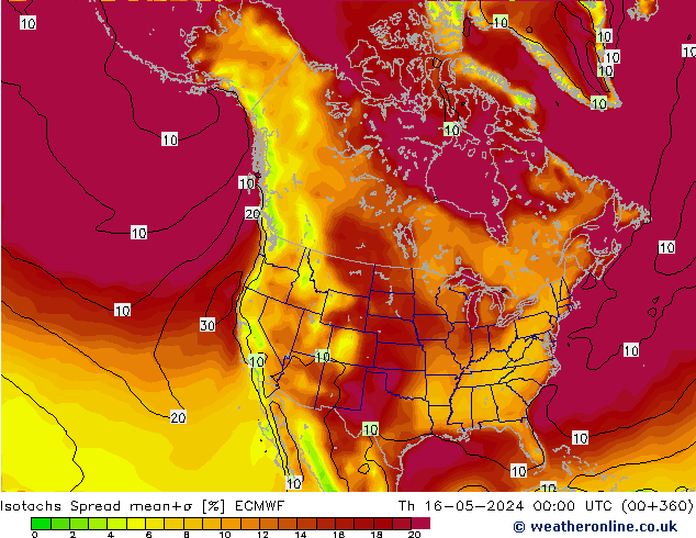 Isotachs Spread ECMWF Th 16.05.2024 00 UTC