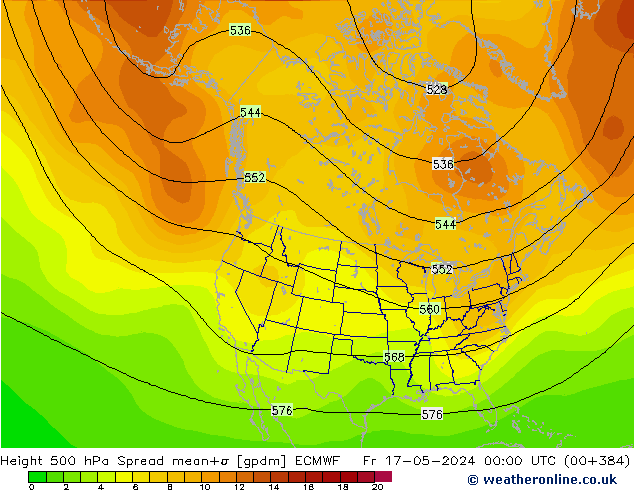 Height 500 hPa Spread ECMWF Fr 17.05.2024 00 UTC