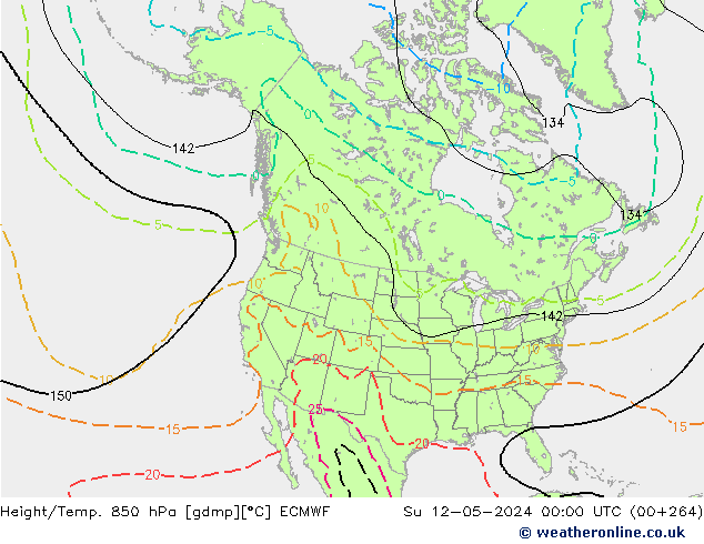 Hoogte/Temp. 850 hPa ECMWF zo 12.05.2024 00 UTC