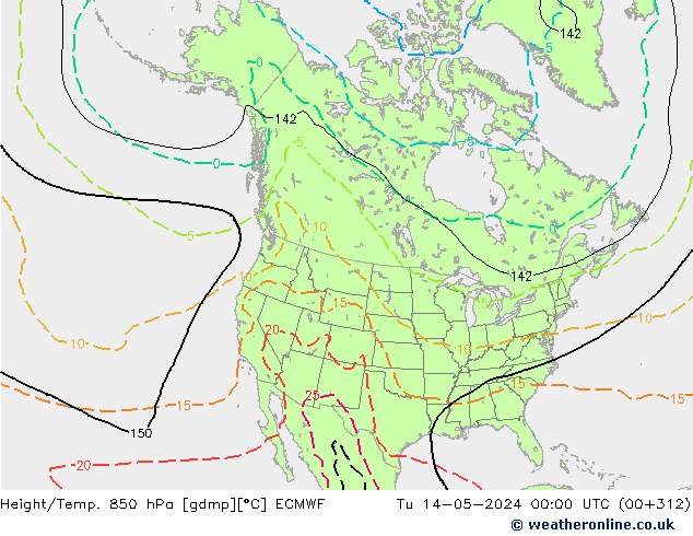 Height/Temp. 850 hPa ECMWF Tu 14.05.2024 00 UTC