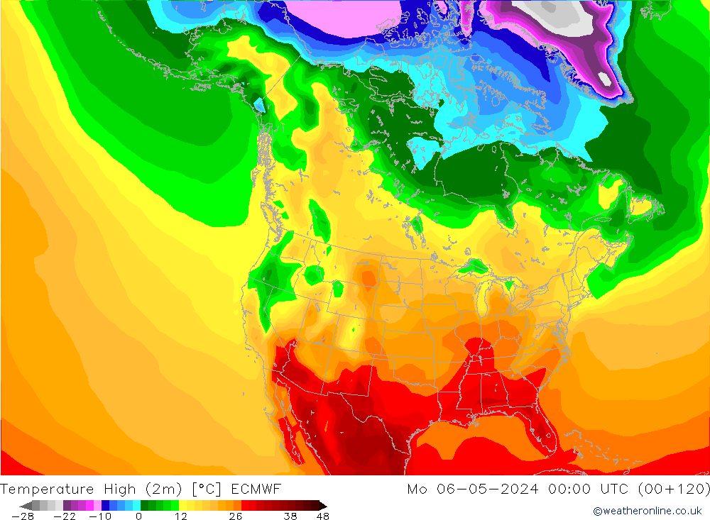 temperatura máx. (2m) ECMWF Seg 06.05.2024 00 UTC