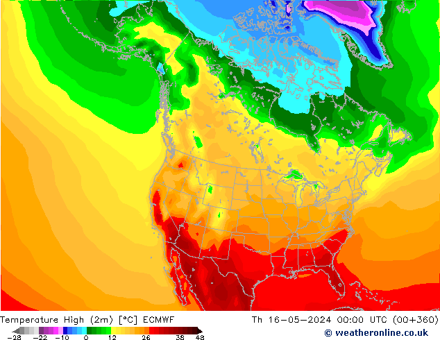 Höchstwerte (2m) ECMWF Do 16.05.2024 00 UTC