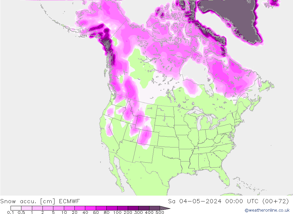 Snow accu. ECMWF Sa 04.05.2024 00 UTC