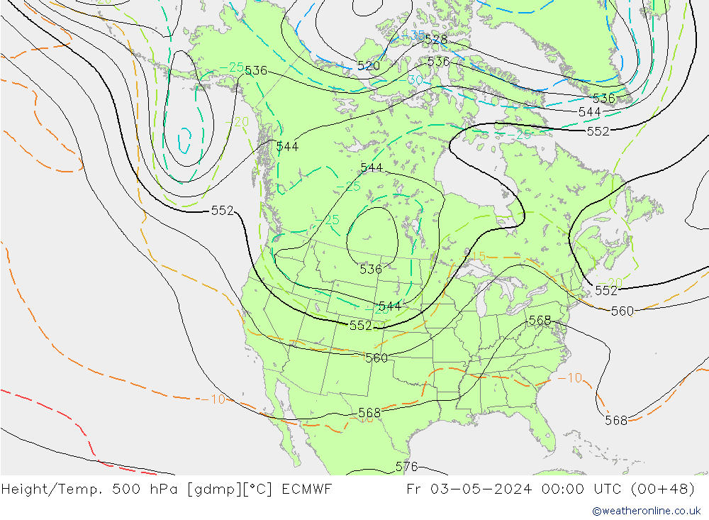 Height/Temp. 500 hPa ECMWF Fr 03.05.2024 00 UTC