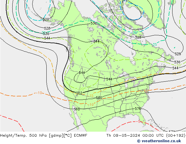 Hoogte/Temp. 500 hPa ECMWF do 09.05.2024 00 UTC