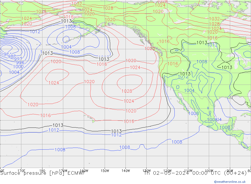 Atmosférický tlak ECMWF Čt 02.05.2024 00 UTC