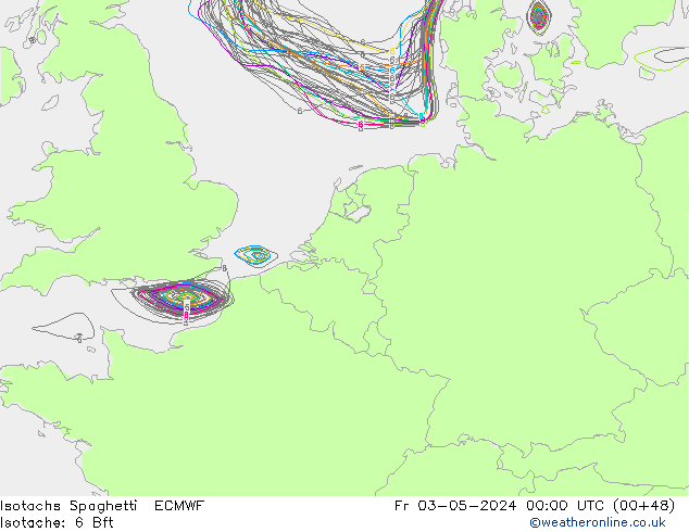 Isotachen Spaghetti ECMWF Fr 03.05.2024 00 UTC