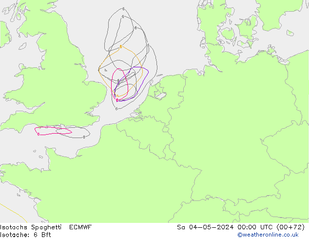 Isotachen Spaghetti ECMWF za 04.05.2024 00 UTC