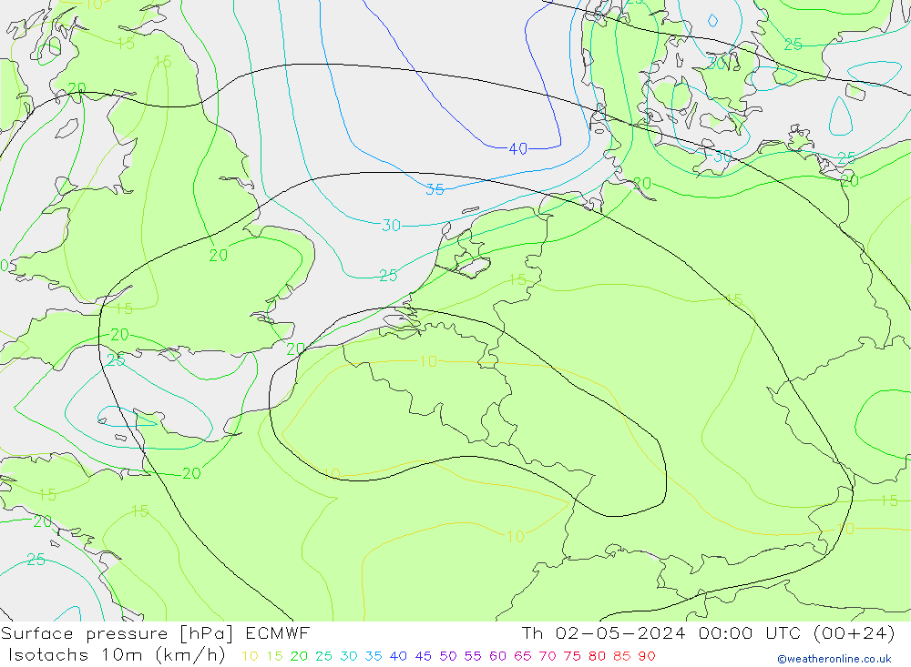 Isotachen (km/h) ECMWF Do 02.05.2024 00 UTC