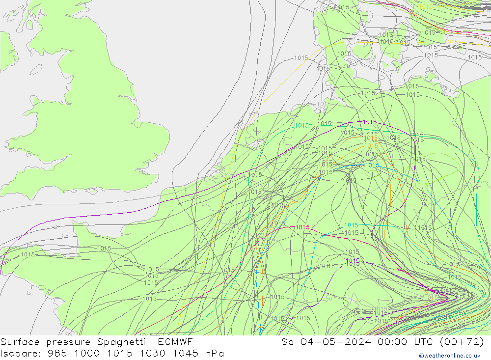 приземное давление Spaghetti ECMWF сб 04.05.2024 00 UTC
