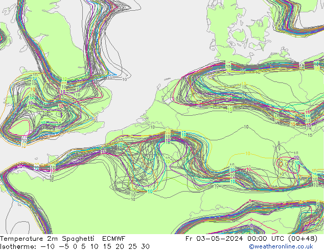 Sıcaklık Haritası 2m Spaghetti ECMWF Cu 03.05.2024 00 UTC