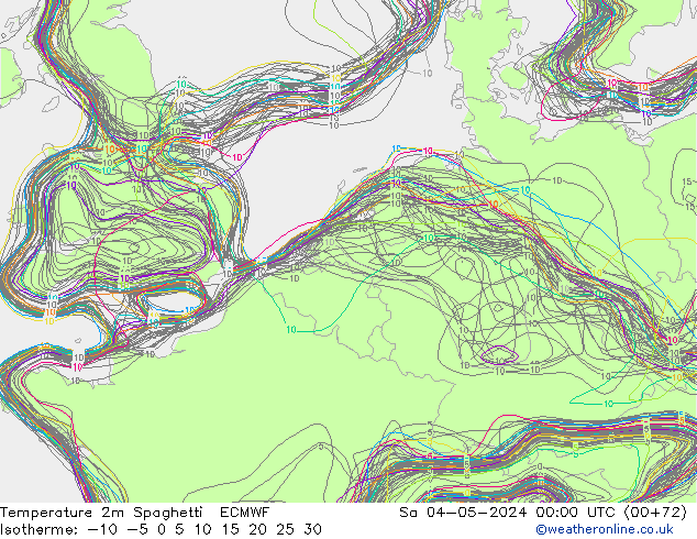 карта температуры Spaghetti ECMWF сб 04.05.2024 00 UTC
