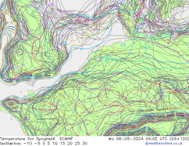 Temperatura 2m Spaghetti ECMWF Seg 06.05.2024 00 UTC