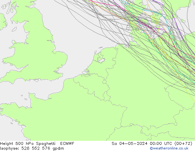 Height 500 hPa Spaghetti ECMWF  04.05.2024 00 UTC