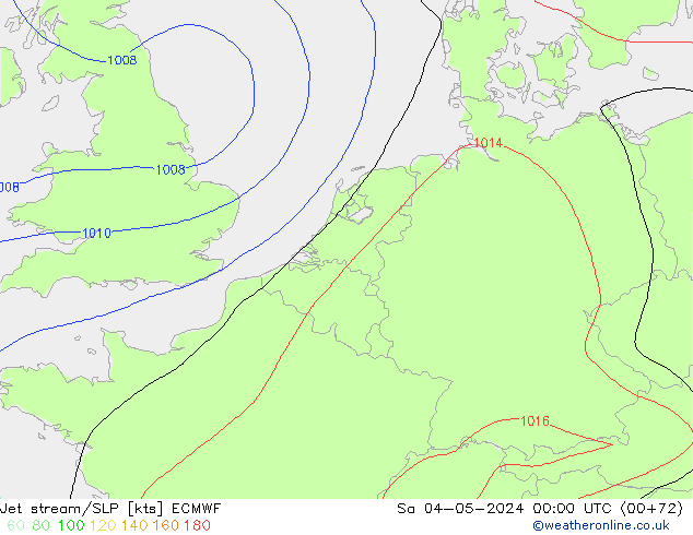 Straalstroom/SLP ECMWF za 04.05.2024 00 UTC