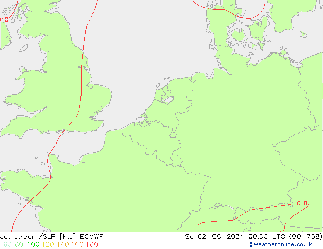 高速氣流/地面气压 ECMWF 星期日 02.06.2024 00 UTC