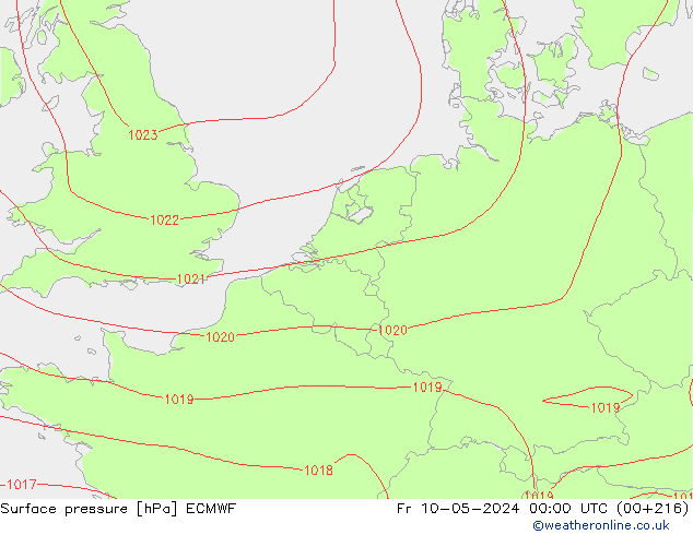 Pressione al suolo ECMWF ven 10.05.2024 00 UTC