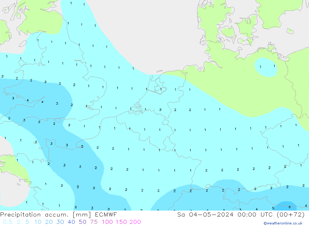 Precipitation accum. ECMWF Sáb 04.05.2024 00 UTC