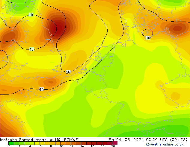 Isotachs Spread ECMWF Sa 04.05.2024 00 UTC