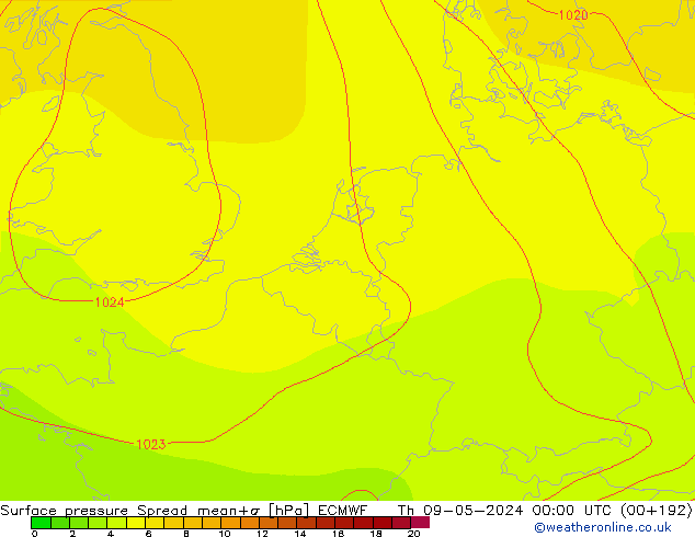 Bodendruck Spread ECMWF Do 09.05.2024 00 UTC